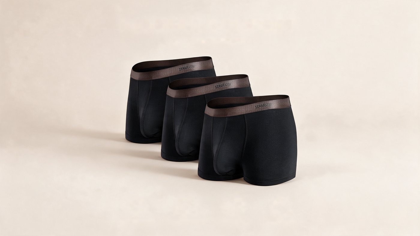 3-pack svarta Separatec boxer med brun midjeresår